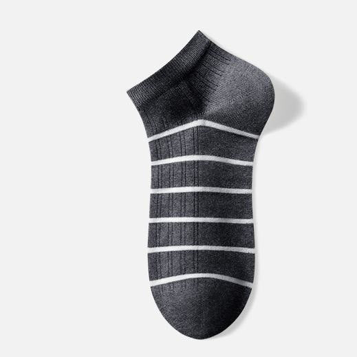 Cotton Striped Ankle Socks(5 Pairs) - Dark Grey - EU39-44(US6-10) - image 5