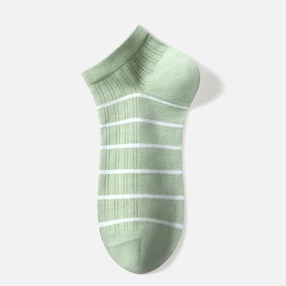 Cotton Striped Ankle Socks(5 Pairs) - Green - EU39-44(US6-10) - image 4
