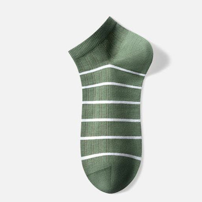 Cotton Striped Ankle Socks(5 Pairs) - Army Green - EU39-44(US6-10) - image 6