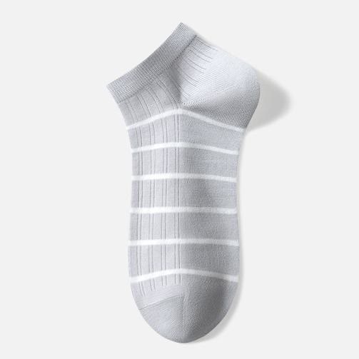 Cotton Striped Ankle Socks(5 Pairs) - Light Gray - EU39-44(US6-10) - image 3
