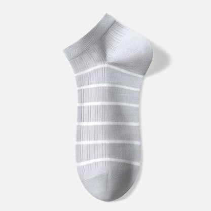 Cotton Striped Ankle Socks(5 Pairs) - Light Gray - EU39-44(US6-10) - image 3