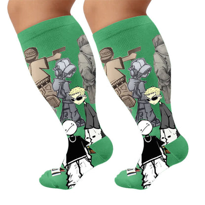 Plus Street Style Compression Socks - Green(1 Pair) - 4XL - image 6