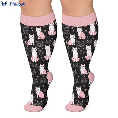 Plus Size Cute Cat Print Compression Socks - image 2