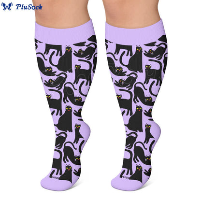 Plus Size Cute Cat Print Compression Socks - image 3