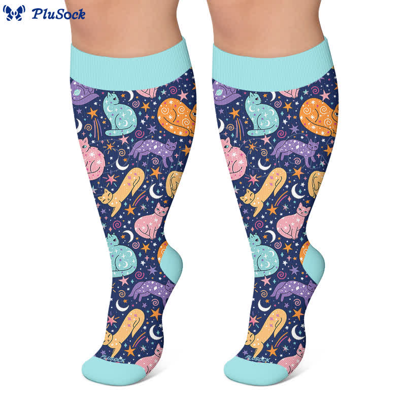 Plus Size Cute Cat Print Compression Socks - image 4