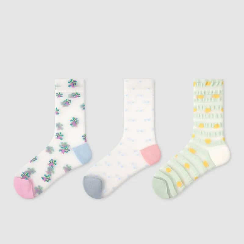 Pastel Everyday Sheer Quarter Socks (3 Pairs) - Multicolor - EU35-39(US2-6) - image 1