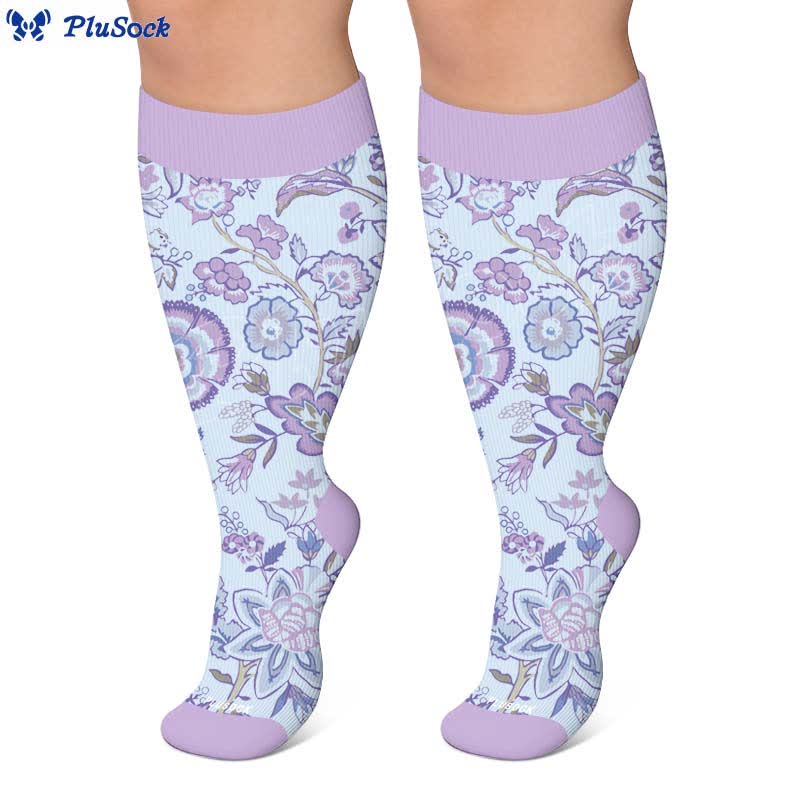 Plus Size Colorful Floral Compression Socks - image 2