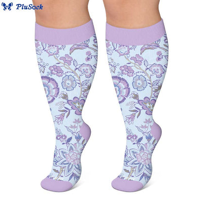Plus Size Colorful Floral Compression Socks - image 2