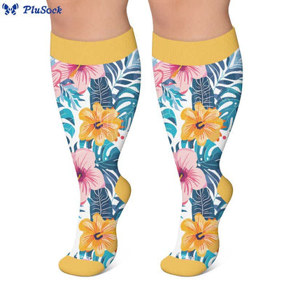 Plus Size Colorful Floral Compression Socks - image 3