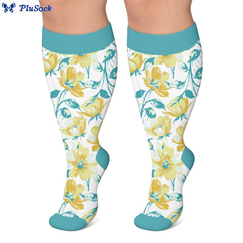 Plus Size Colorful Floral Compression Socks - image 4