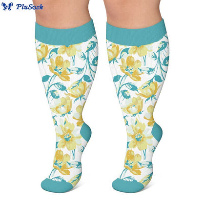 Plus Size Colorful Floral Compression Socks - image 4