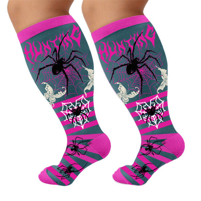 Plus Size Butterfly Spider Compression Socks - Pink(1 Pair) - 4XL - image 6