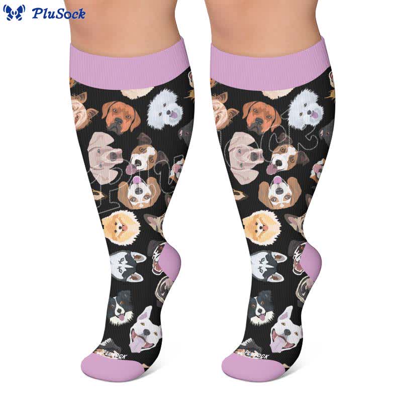 Plus Size Cute Dog Print Compression Socks - image 2
