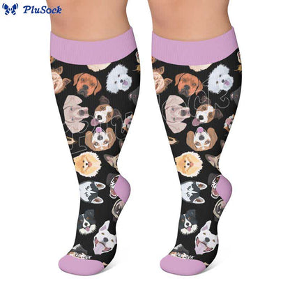 Plus Size Cute Dog Print Compression Socks - image 2