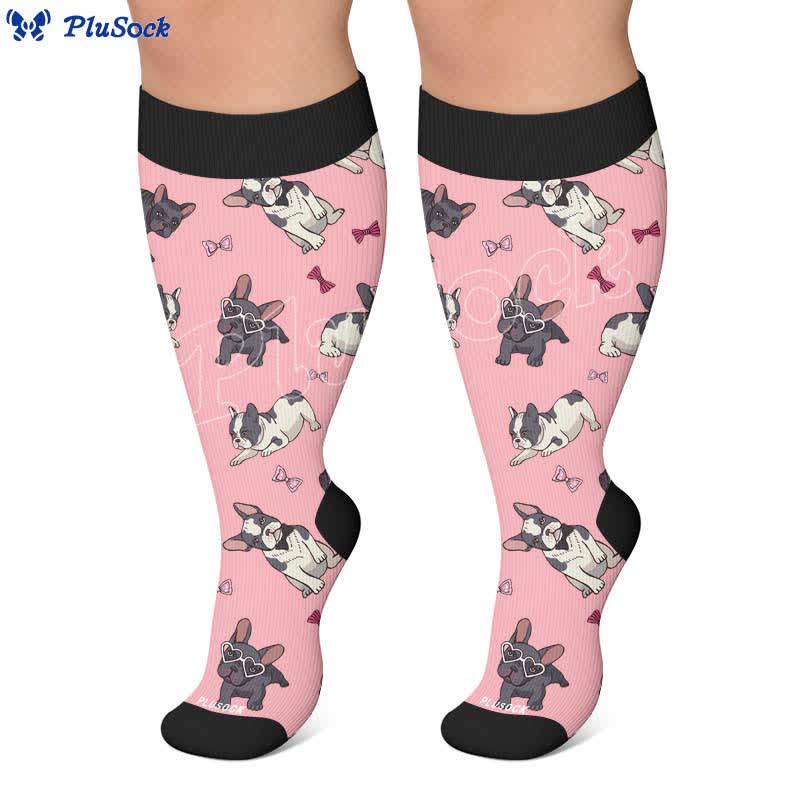 Plus Size Cute Dog Print Compression Socks - image 4