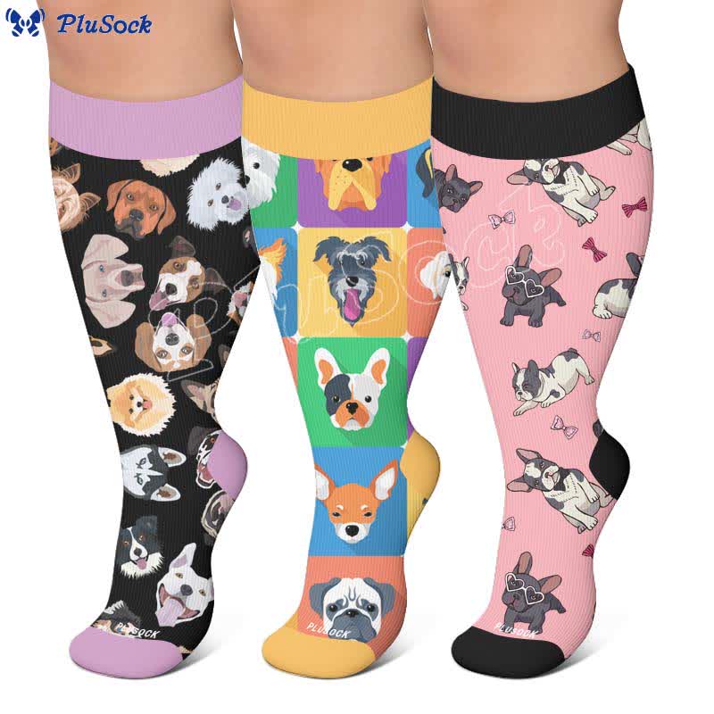 Plus Size Cute Dog Print Compression Socks - image 0