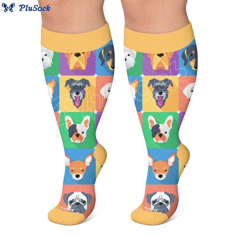 Plus Size Cute Dog Print Compression Socks - image 3