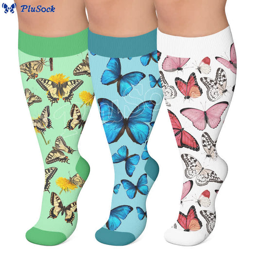 Plus Size Spring Butterfly Compression Socks - image 0