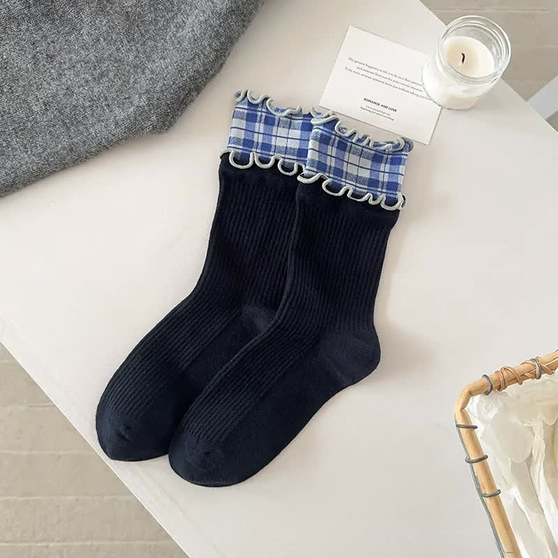 Ruffle Ribbed Cotton Quarter Socks(5 Pairs) - image 6