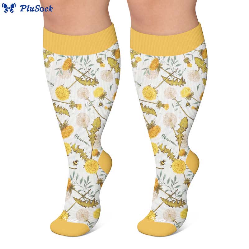 Plus Size Lemon Garden Compression Socks - image 3