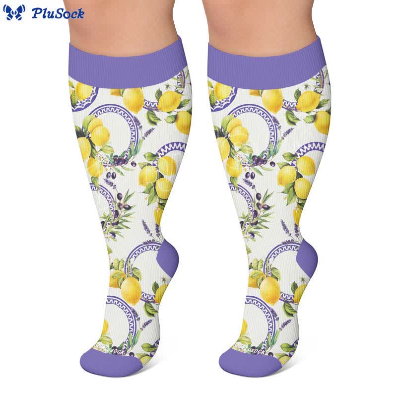 Plus Size Lemon Garden Compression Socks - image 2