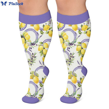 Plus Size Lemon Garden Compression Socks - image 2