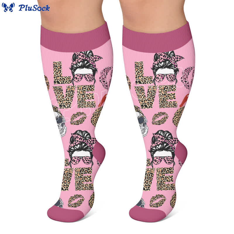 Plus Size Love Leopard Compression Socks - image 4