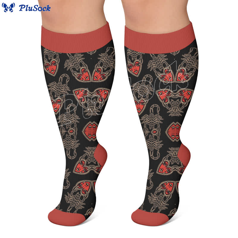 Plus Size Gothic Skull Flame Compression Socks - image 3