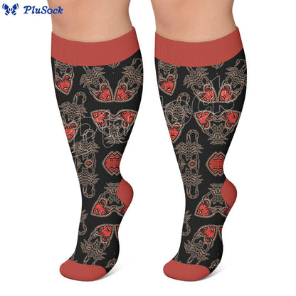 Plus Size Gothic Skull Flame Compression Socks - image 3