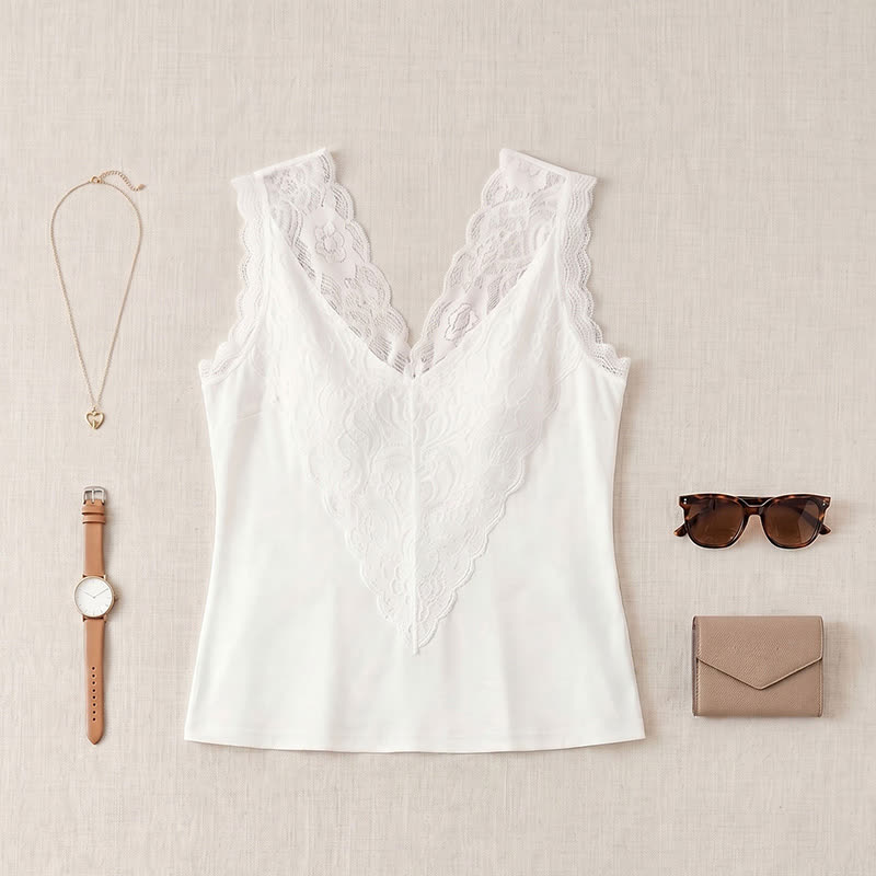 Plus Size Lace V Neck Tank Top - image 6