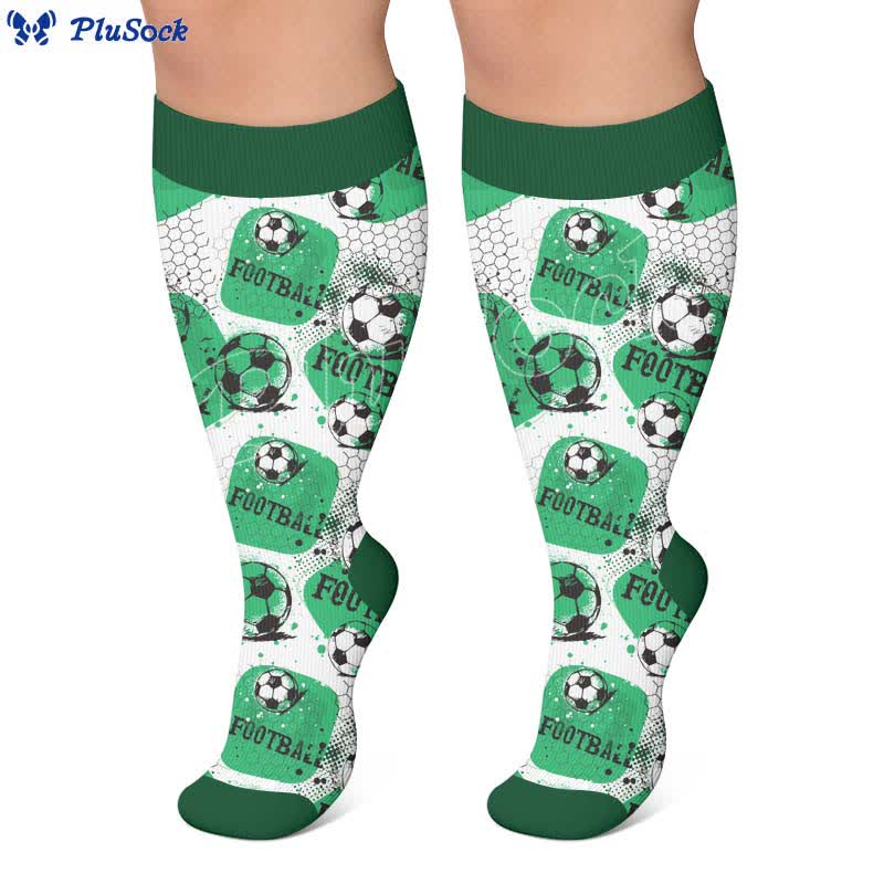 Plus Size Soccer Print Compression Socks - image 3