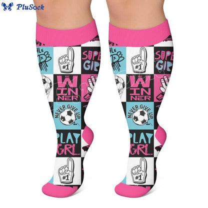 Plus Size Soccer Print Compression Socks - image 2