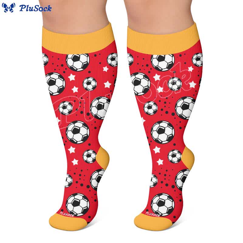Plus Size Soccer Print Compression Socks - image 4