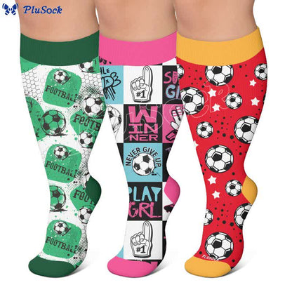 Plus Size Soccer Print Compression Socks - image 0
