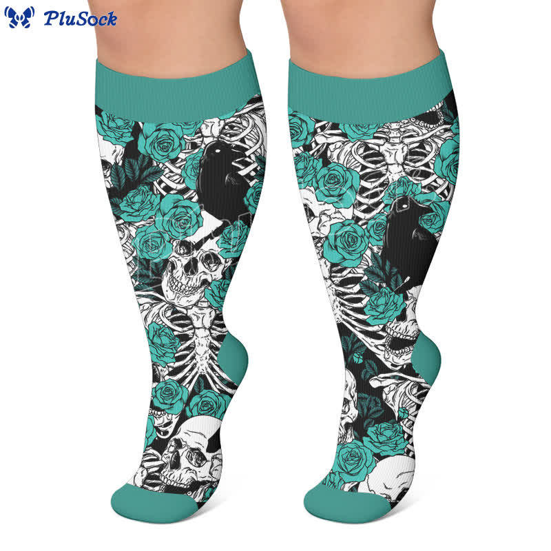Plus Size Crow Skull Compression Socks - image 4