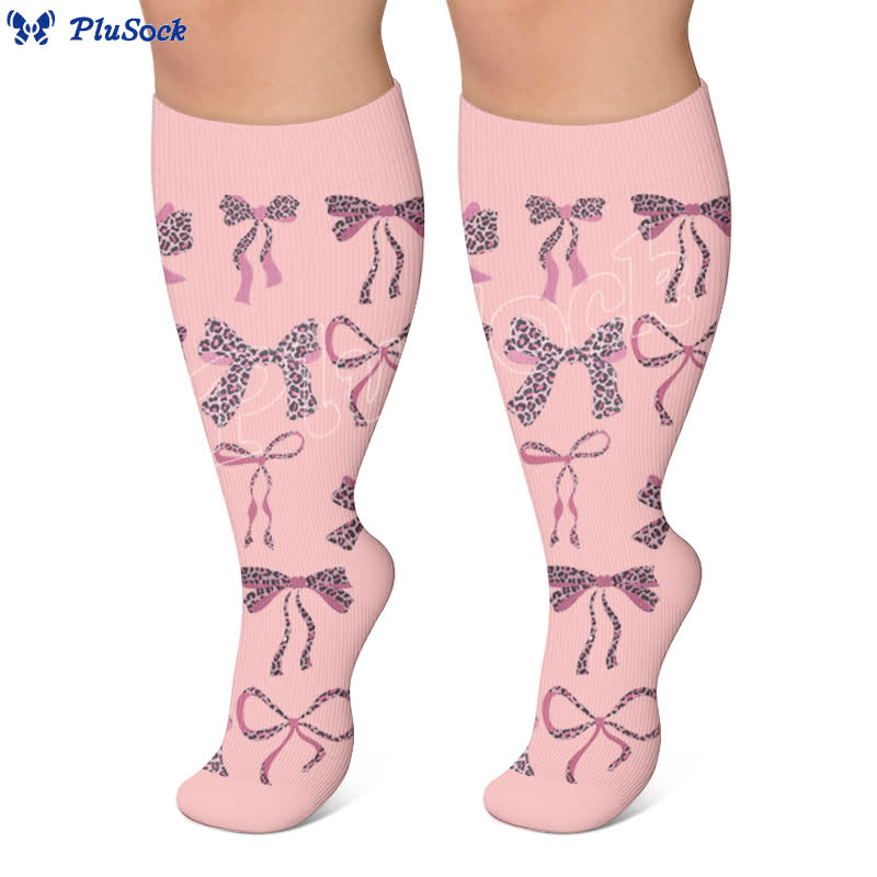 Plus Size Retro Leopard Bow Compression Socks - image 4