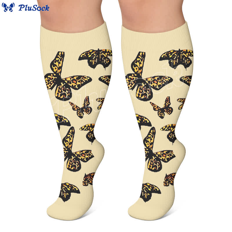 Plus Size Butterfly Leopard Compression Socks - image 3