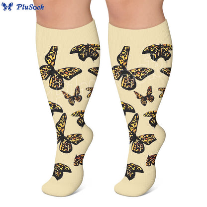 Plus Size Butterfly Leopard Compression Socks - image 3