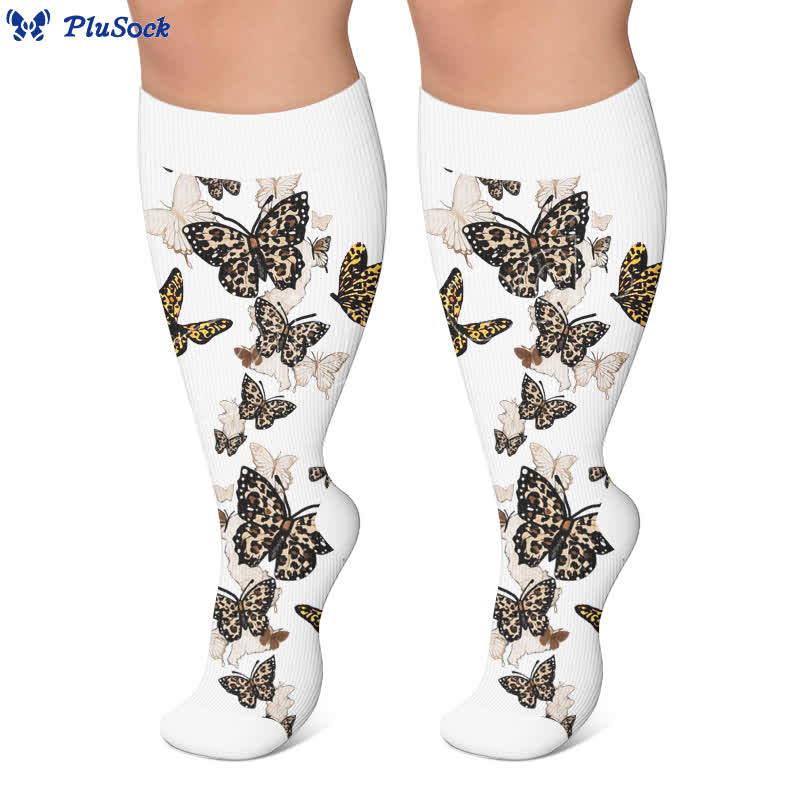 Plus Size Butterfly Leopard Compression Socks - image 2