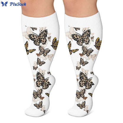 Plus Size Butterfly Leopard Compression Socks - image 2