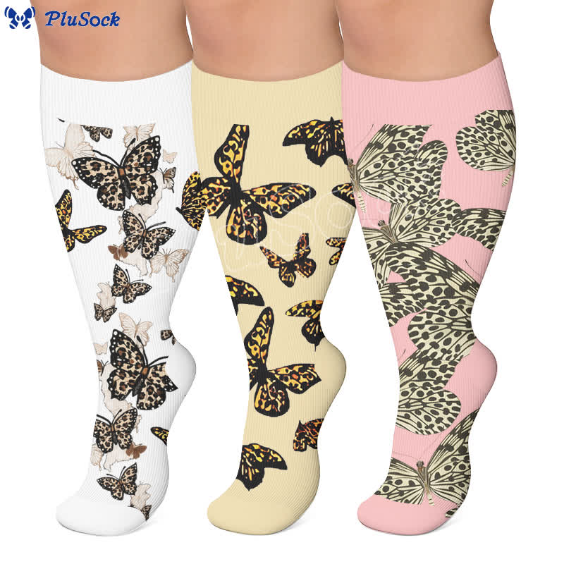 Plus Size Butterfly Leopard Compression Socks - image 0