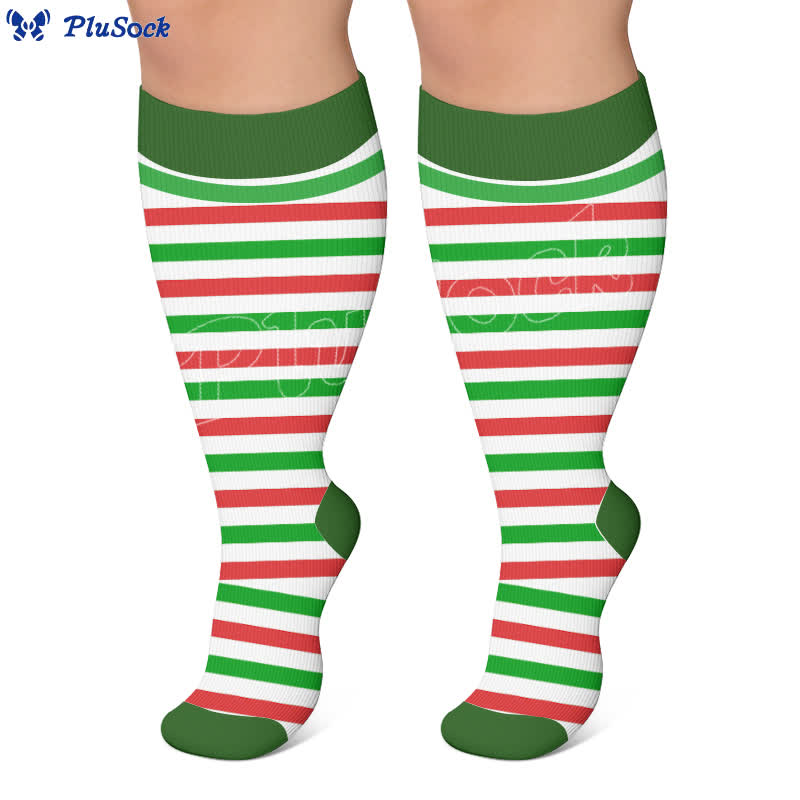 Plus Size Contrast Stripes Compression Socks - image 3