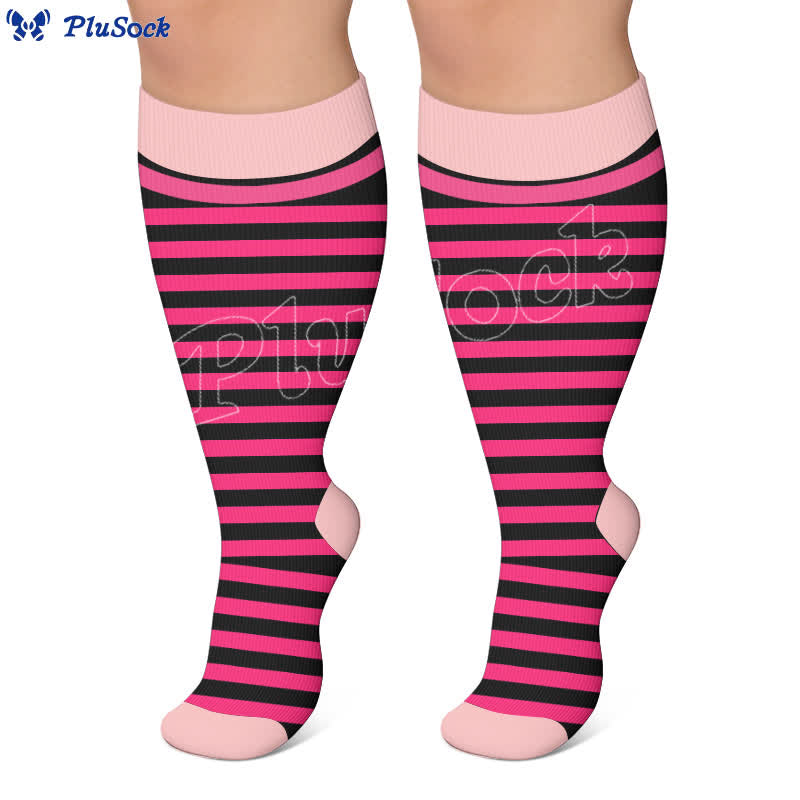 Plus Size Contrast Stripes Compression Socks - image 4