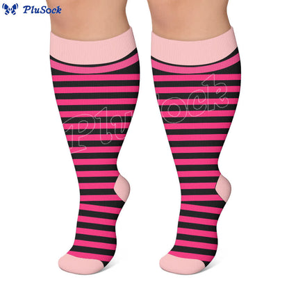 Plus Size Contrast Stripes Compression Socks - image 4
