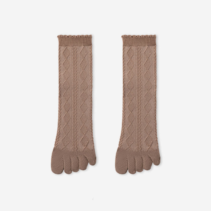 Cotton Mesh Alignment Socks(3 Pairs) - Coffee - EU36-40(US3-7) - image 13