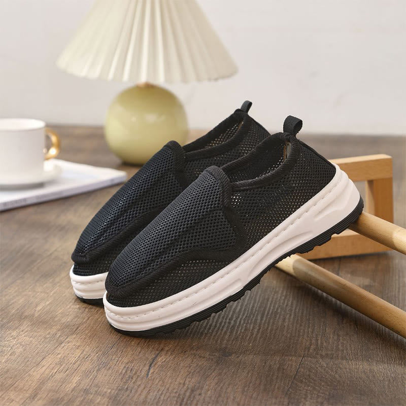 Plus Size Breathable Mesh Slippers - Black - EU47-48(US11) - image 7
