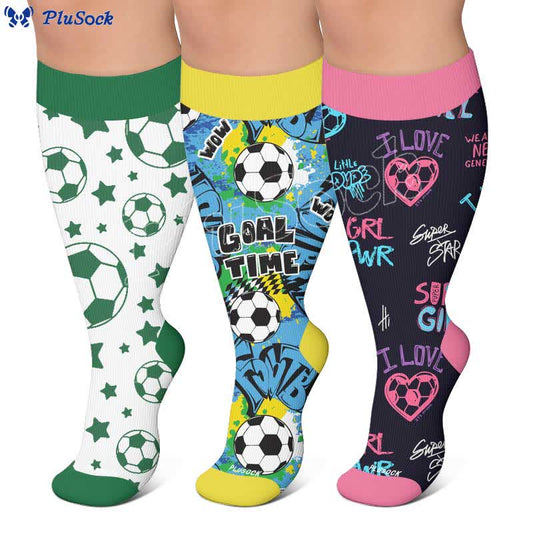 Plus Size Soccer Graffiti Compression Socks - image 0