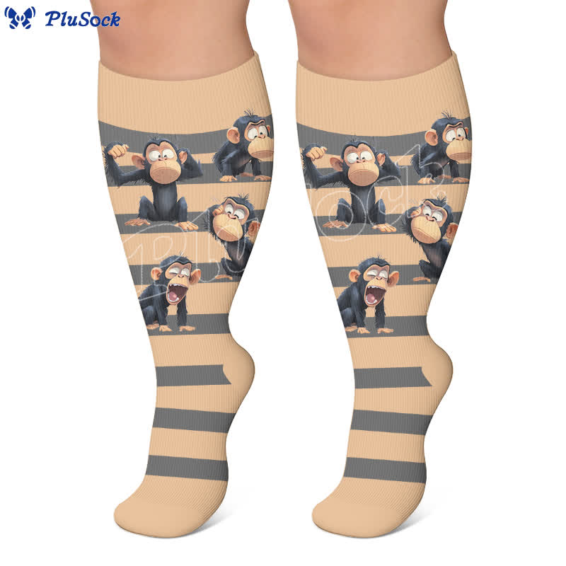 Plus Size Sloth Squirrel Stripes Compression Socks - image 4