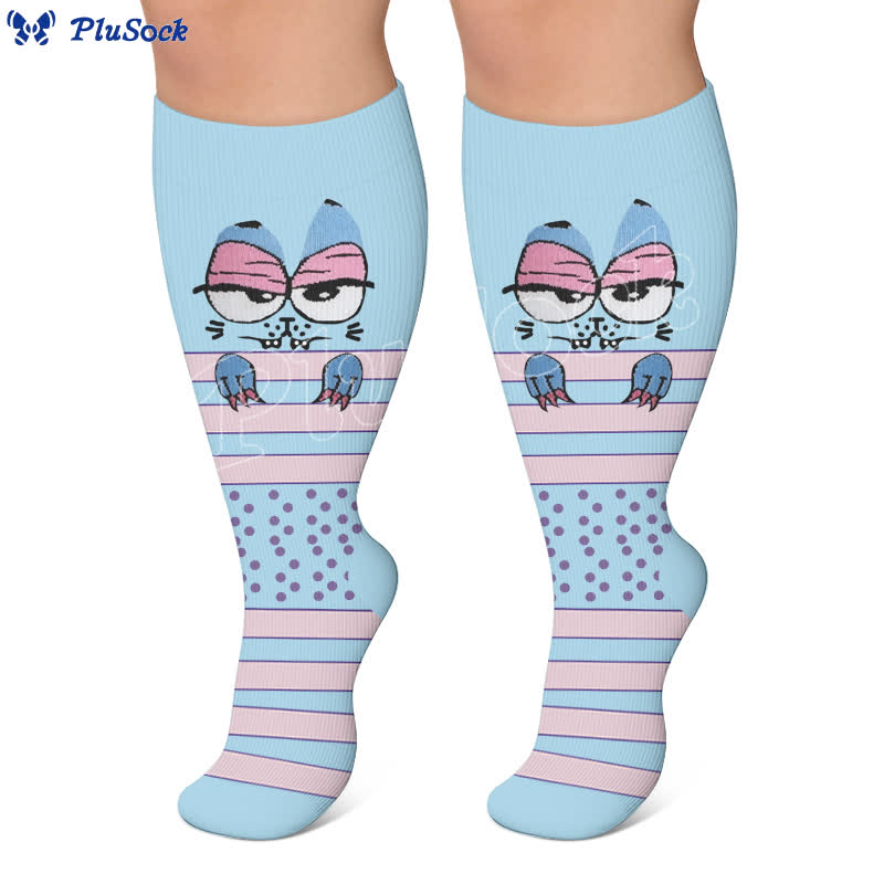 Plus Size Cartoon Animal Stripes Compression Socks - image 4