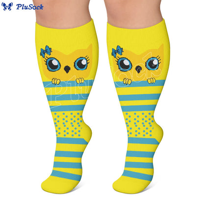 Plus Size Cartoon Animal Stripes Compression Socks - image 2